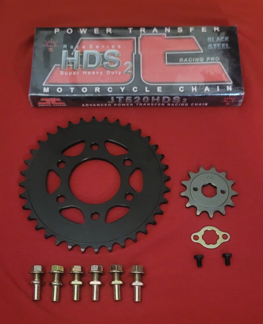 14t 36t Sprocket and Chain Bundle For: Xpro X24 / Xpro Roadster 250 / Vitacci GTX 250 / Vitacci Titan 250/ Venom Superbike / Venom X22r Max / Boom Bd250 / Italica Krypto