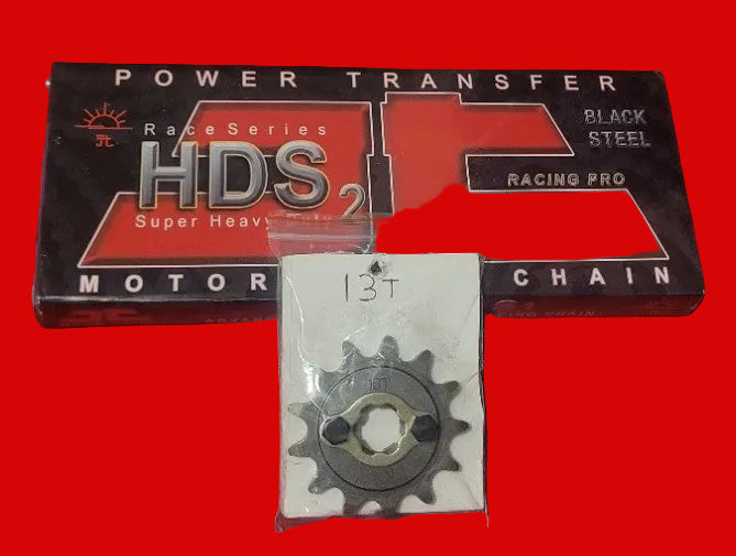 * 13T Front Sprocket and Chain Combo For: Xpro X24 / Xpro Roadster 250 / Vitacci GTX 250 / Vitacci Titan 250/ Venom Superbike / Venom X22r Max / Boom Bd250 / Italica Krypto