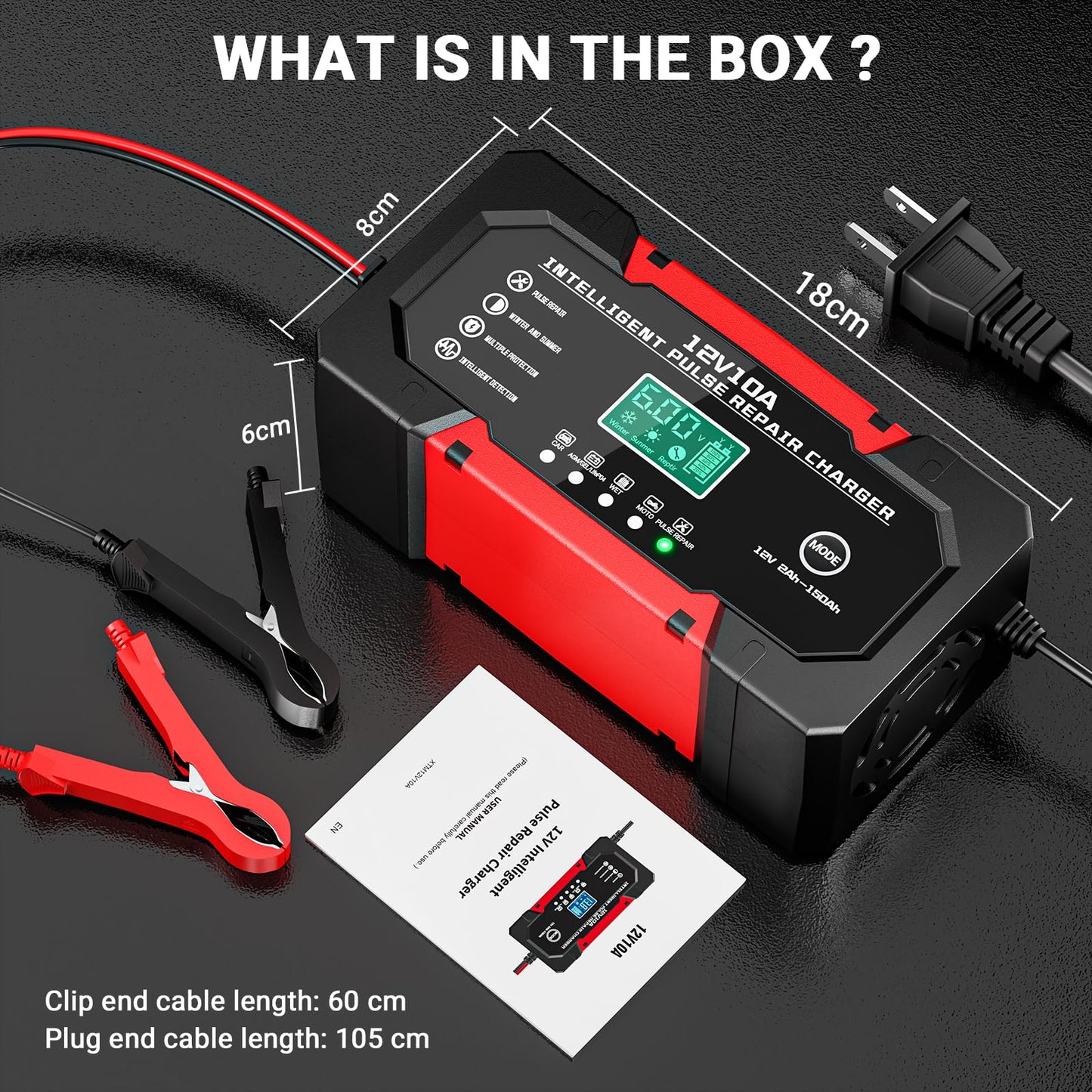 * Battery Charger 10A 12V Fully Automatic Smart Battery Charger with LCD Display