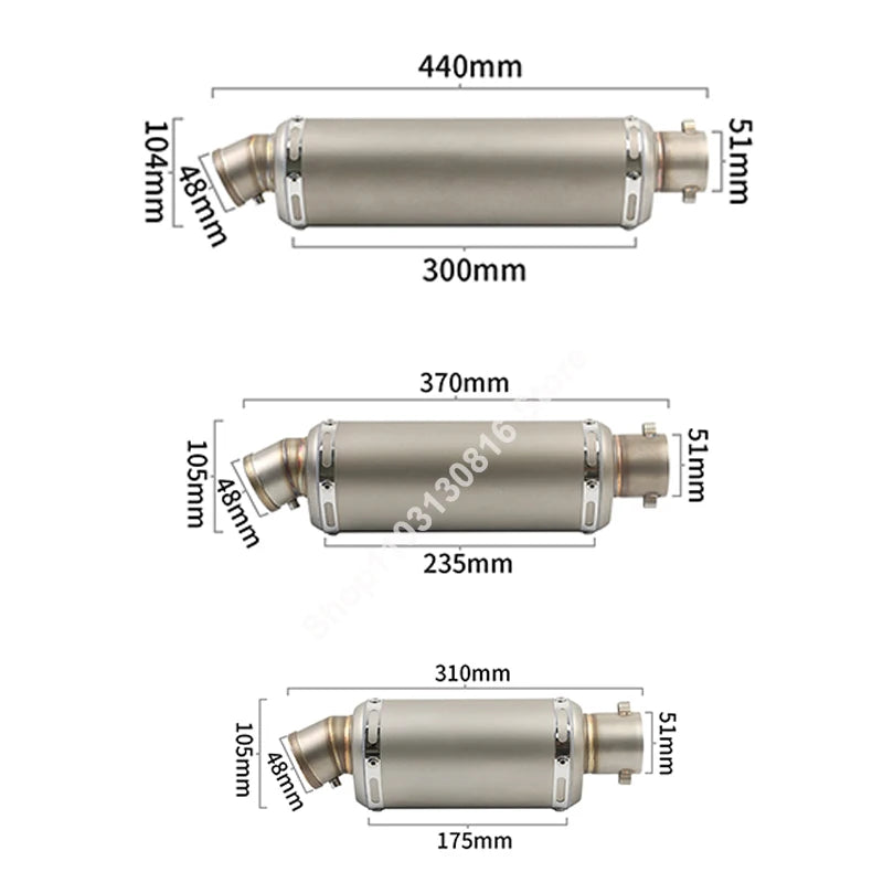 51MM Slip On Motorcycle Exhaust Muffler DB Killer For: Xpro X24 / Xpro Roadster 250 / Vitacci GTX 250 / Vitacci Titan 250 / Vitacci XMT 250 / Venom Superbike / Venom X22r Max / Boom Bd250 / Italica Krypto