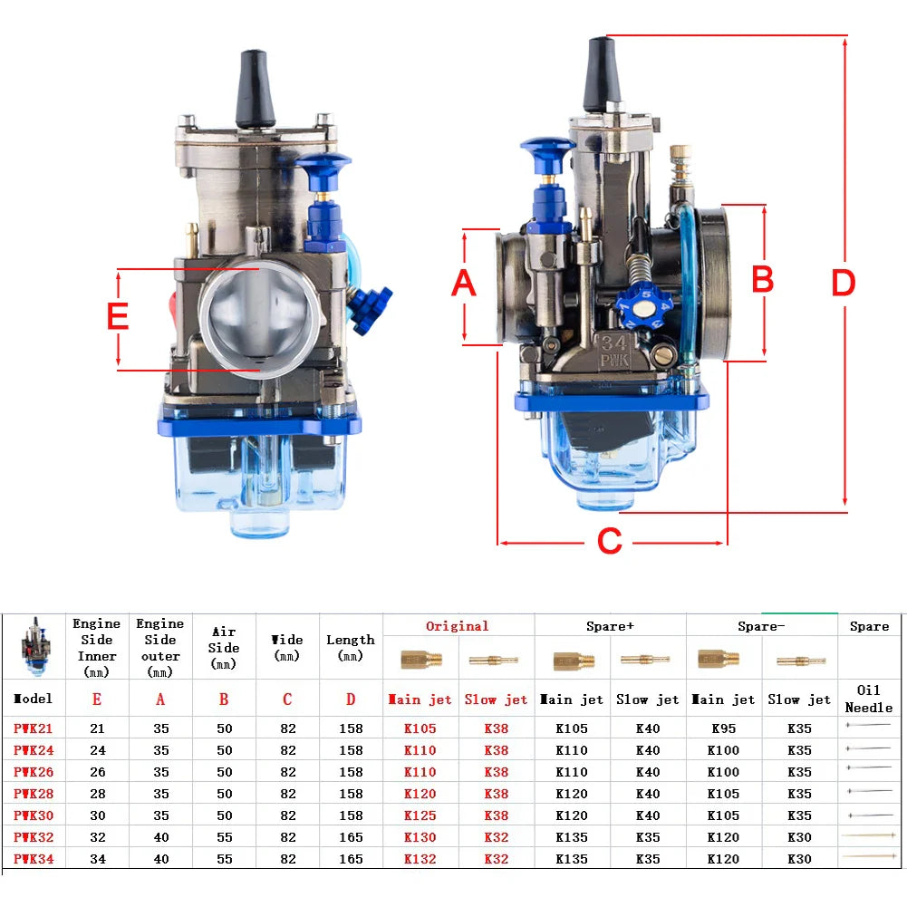 Bundle PWK 28 / 30 / 32 / 34 Carburetor For : Vitacci Falcon / Venom X22 GT/ GY6-250cc