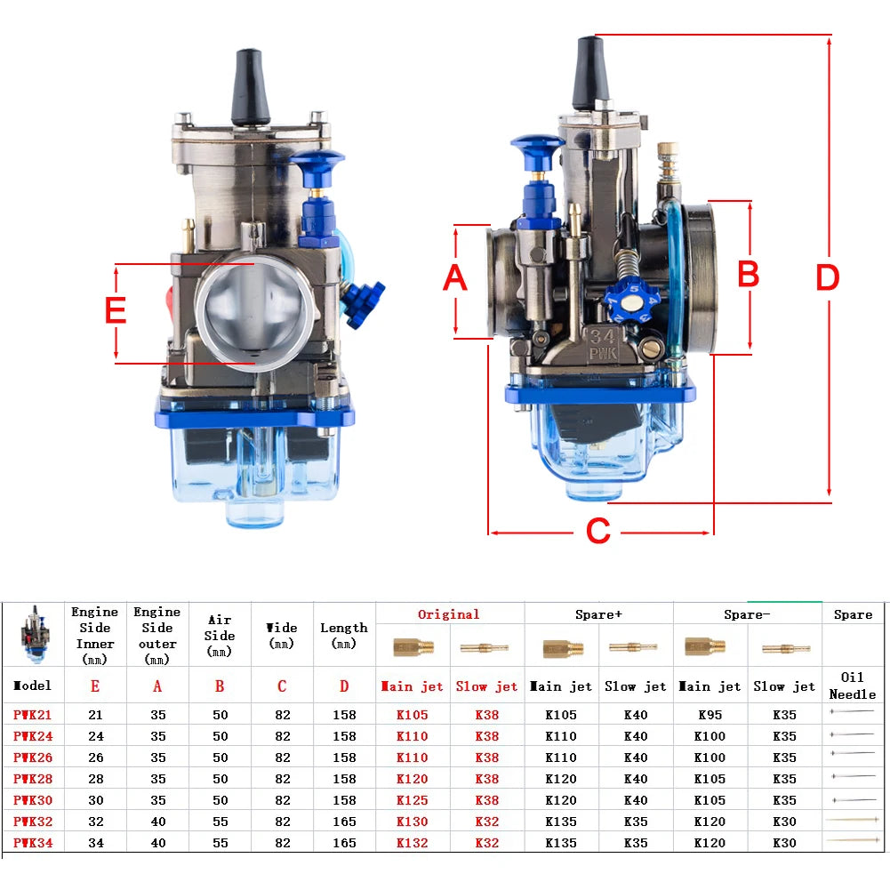 Bundle PWK 28 / 30 / 32 / 34 Carburetor For : Vitacci Falcon / Venom X22 GT/ GY6-250cc