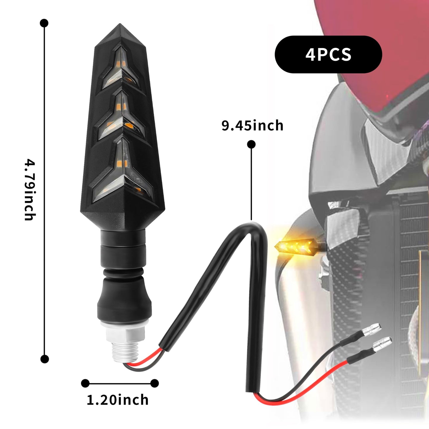 * 4 Pcs Turn Signals Flowing LED For: Xpro X24 / Xpro Roadster 250 / Vitacci GTX 250 / Vitacci Titan 250 / Vitacci XMT 250 / Venom Superbike / Venom X22r Max / Boom Bd250 / Italica Krypto
