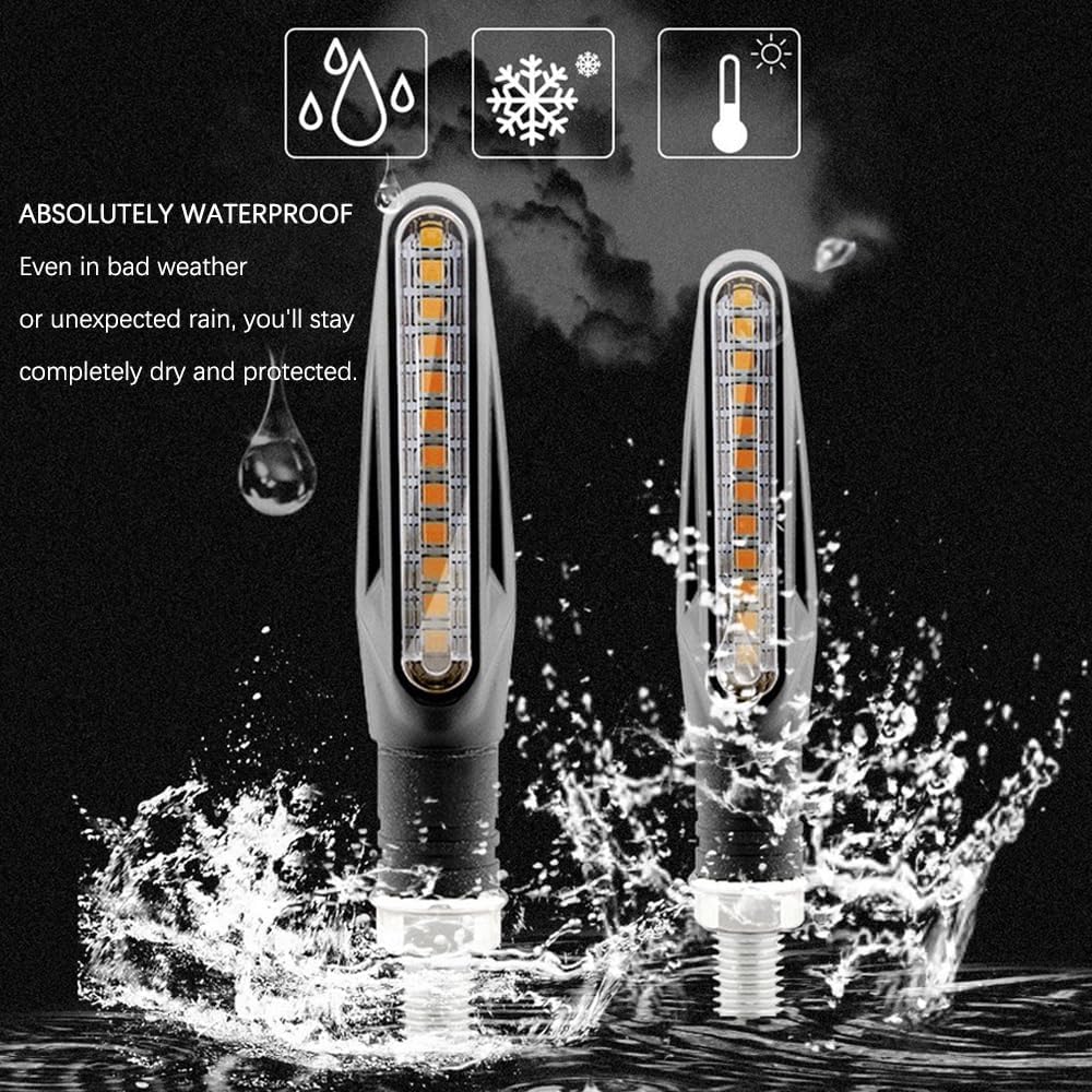 * 4 Pcs Motorcycle LED Turn Signals, Front + Rear Amber Flowing Sequential For : Xpro X24 / Xpro Roadster 250 / Vitacci GTX 250 / Vitacci Titan 250 / Vitacci XMT 250 / Venom Superbike / Venom X22r Max / Boom Bd250 / Italica Krypto