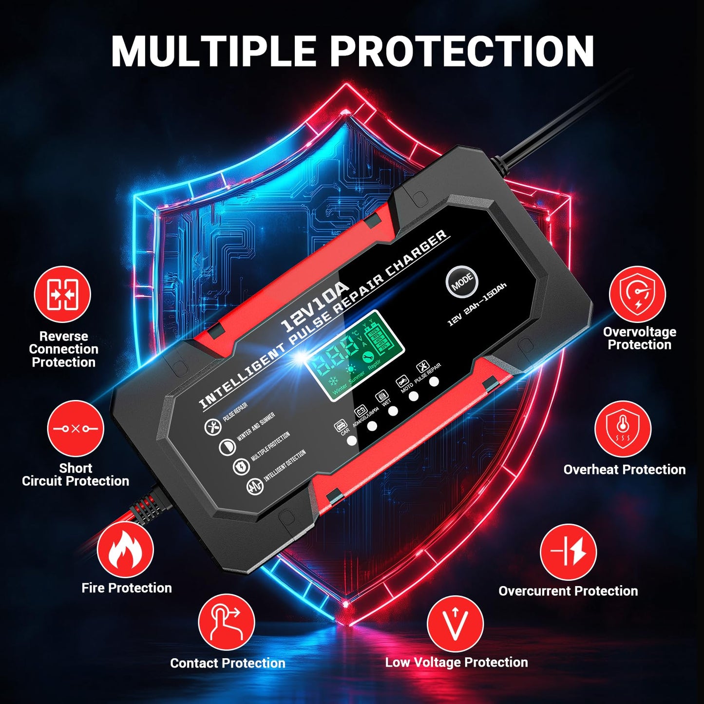 * Battery Charger 10A 12V Fully Automatic Smart Battery Charger with LCD Display
