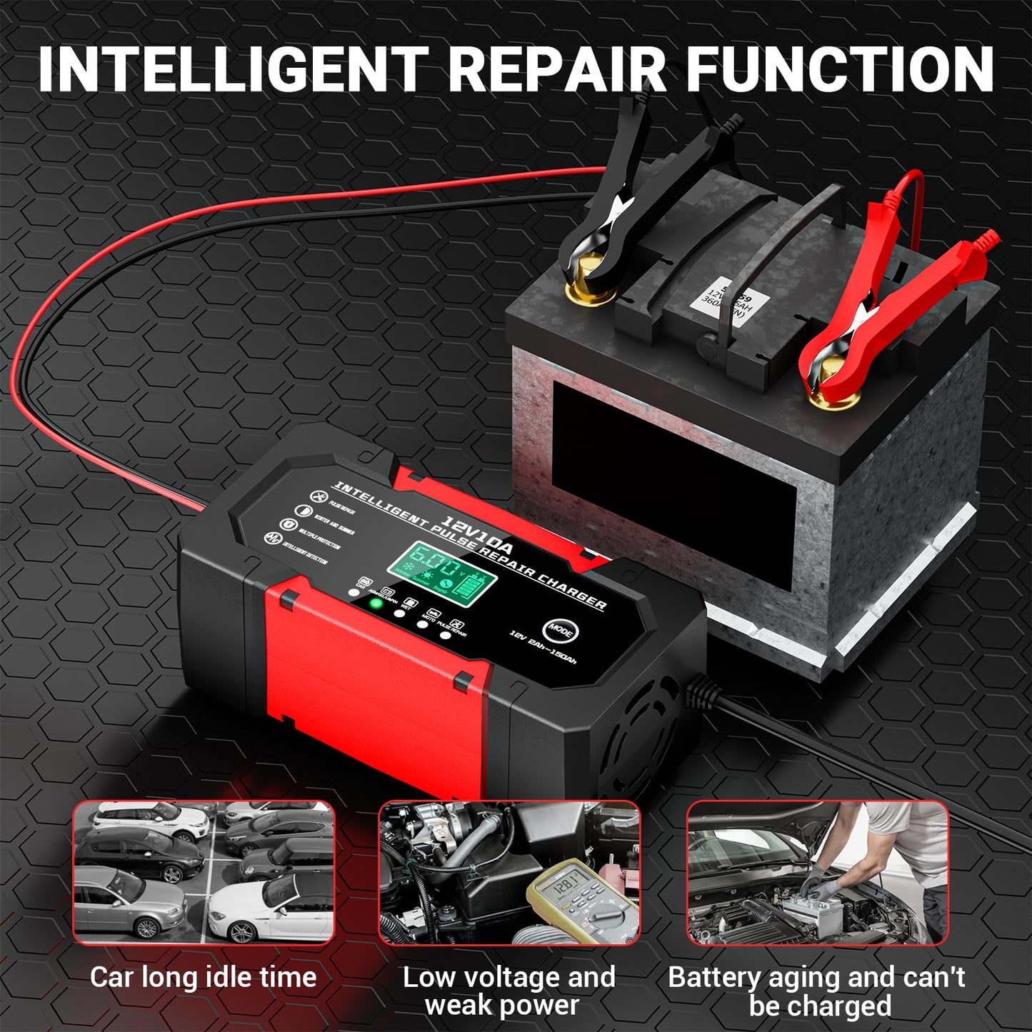 * Battery Charger 10A 12V Fully Automatic Smart Battery Charger with LCD Display