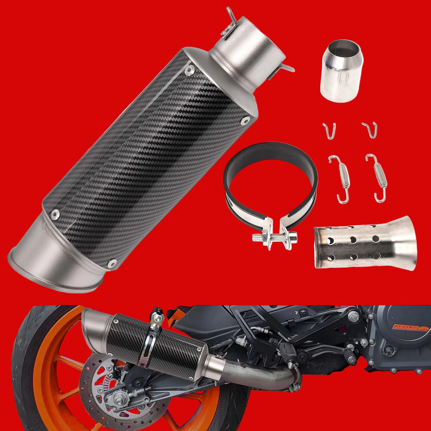 * Slip on Exhaust  with Silencer  For: Xpro X24 / Xpro Roadster 250 / Vitacci GTX 250 / Vitacci Titan 250  / Venom Superbike / Venom X22r Max / Boom Bd250 / Italica Krypto