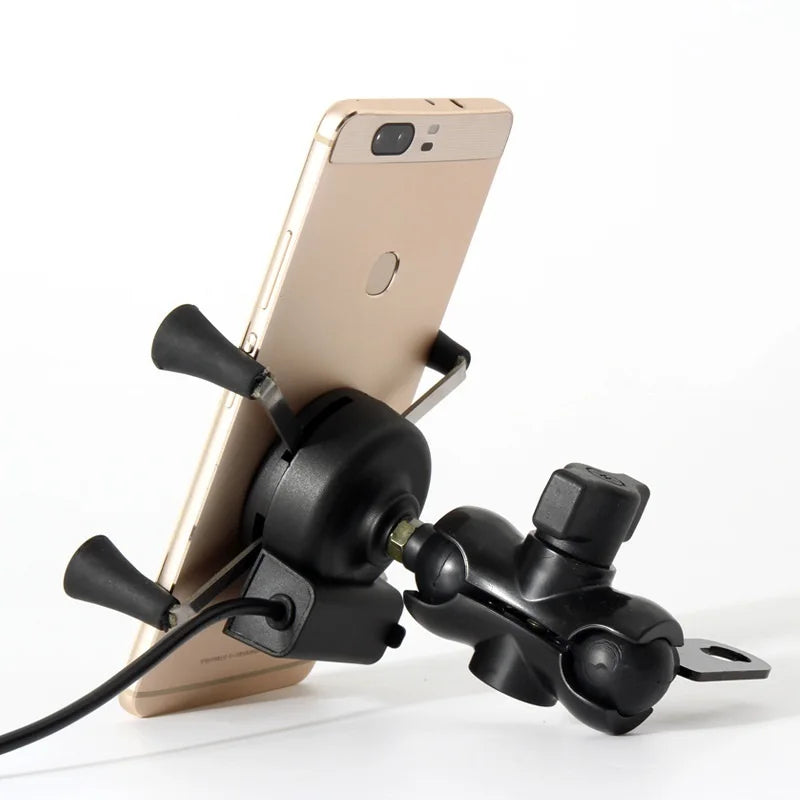 Motorcycle Mobile Phone Holder  Mount Support With USB Charger 360 Degree Rotation for Moto pouch 3.5-6.5 inch GPS bracker