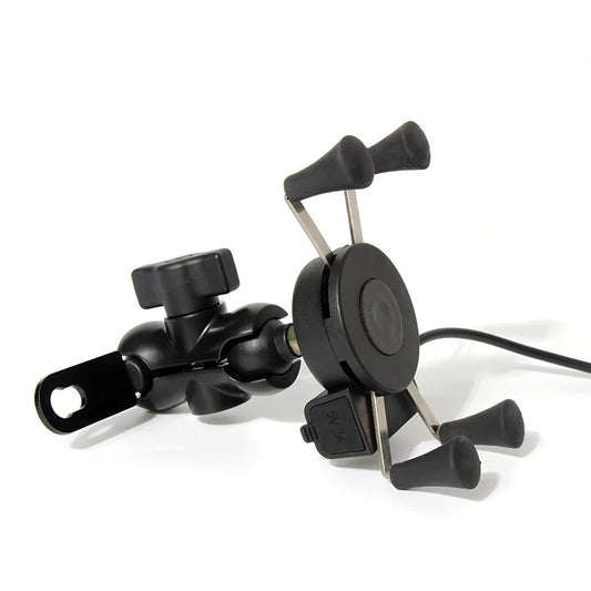 Motorcycle Mobile Phone Holder  Mount Support With USB Charger 360 Degree Rotation for Moto pouch 3.5-6.5 inch GPS bracker