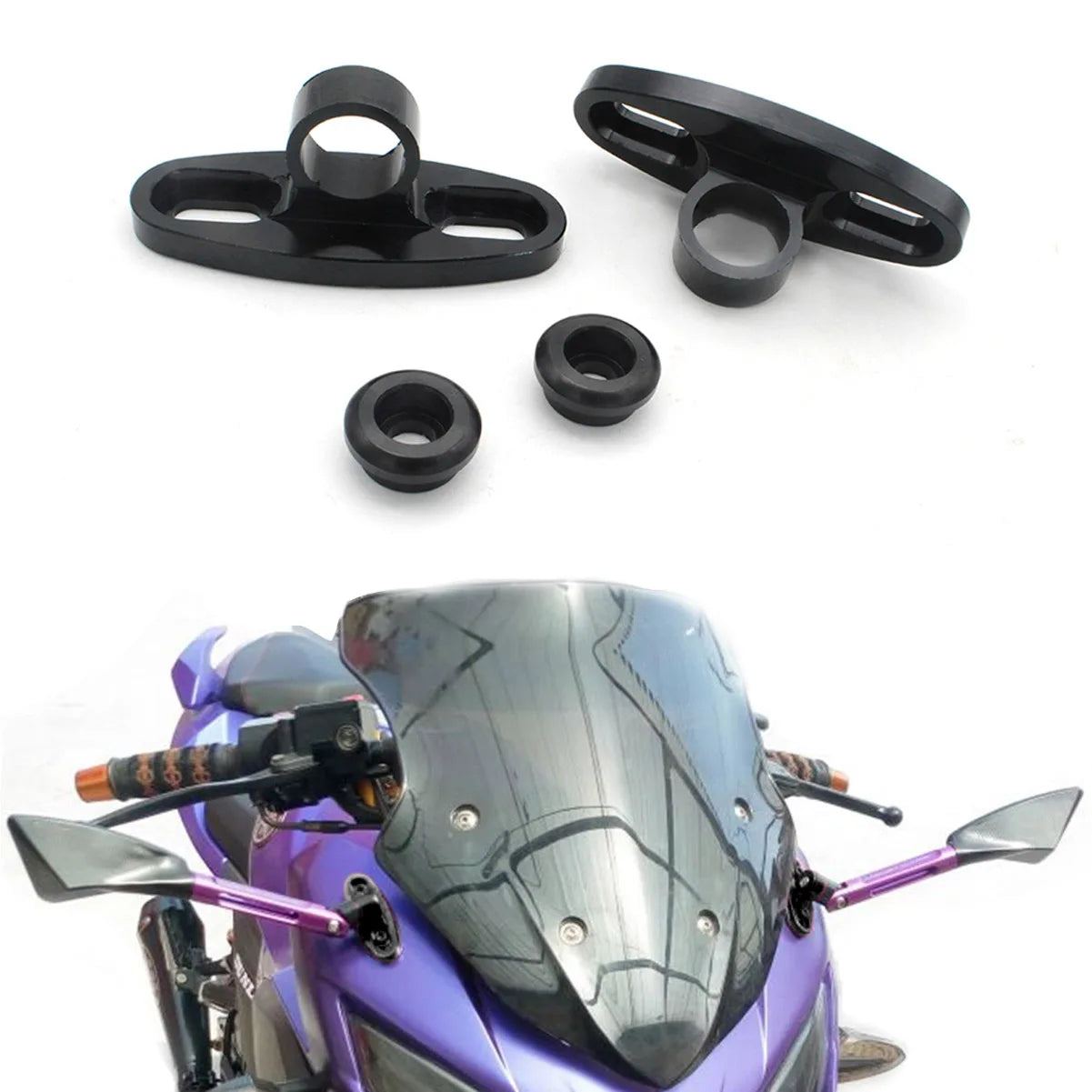 CNC 2PC Rearview Side Mirrors AdapterFor : Xpro X24 / Xpro Roadster 250 / Vitacci GTX 250 / Vitacci Titan 250 / Vitacci XMT 250 / Venom Superbike / Venom X22r Max / Boom Bd250 / Italica Krypto / Cb250 / 165fmm