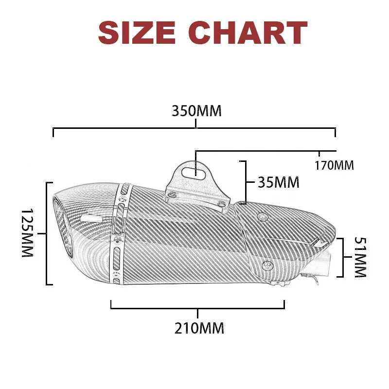 51mm Slip on  Exhaust Muffler   For: Xpro X24 / Xpro Roadster 250 / Vitacci GTX 250 / Vitacci Titan 250 / Vitacci XMT 250 / Venom Superbike / Venom X22r Max / Boom Bd250 / Italica Krypto