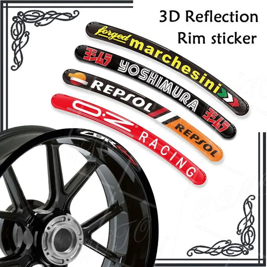 3D Gel Motorcycle Wheel Sticker Decal Reflective Rim Stripe Tape  For: Xpro X24 / Xpro Roadster 250 / Vitacci GTX 250 / Vitacci Titan 250 / Vitacci XMT 250 / Venom Superbike / Venom X22r Max / Boom Bd250 / Italica Krypto