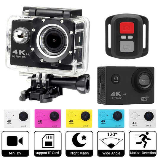 Mini Action Camera Ultra HD 4K / 60fps WiFi 2.0" 170D Waterproof Cam Helmet Video Recording