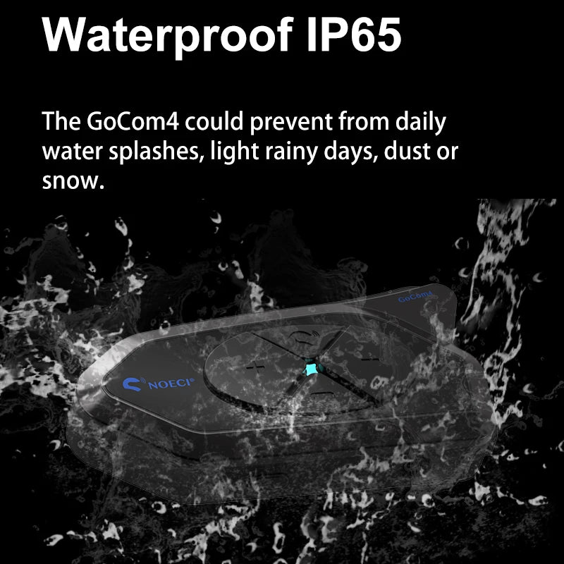 NOECI GoCom4 Motorcycle Intercom Bluetooth Headset For 4 Riders Group  1500m Full-duplex Interphone IP65 Music Sharing+ FM