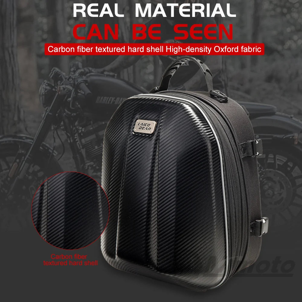 Motorcycle Tail Bag Carbon Fiber Shell Waterproof