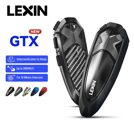 Lexin GTX Intercom Bluetooth For Motorcycle Helmet Headset Support Intercom& Listen to Music At One Time10 Riders 2000m