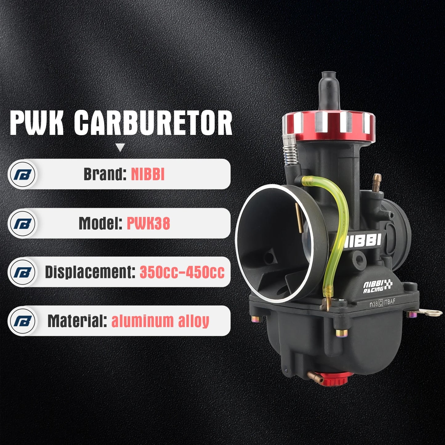 NIBBI PWK Racing Carburetor PWK24/26/28/30/32/34/36/38/40mm Carburetors With Power Jet  For : Vitacci Falcon / Venom X22 GT/ GY6-250cc