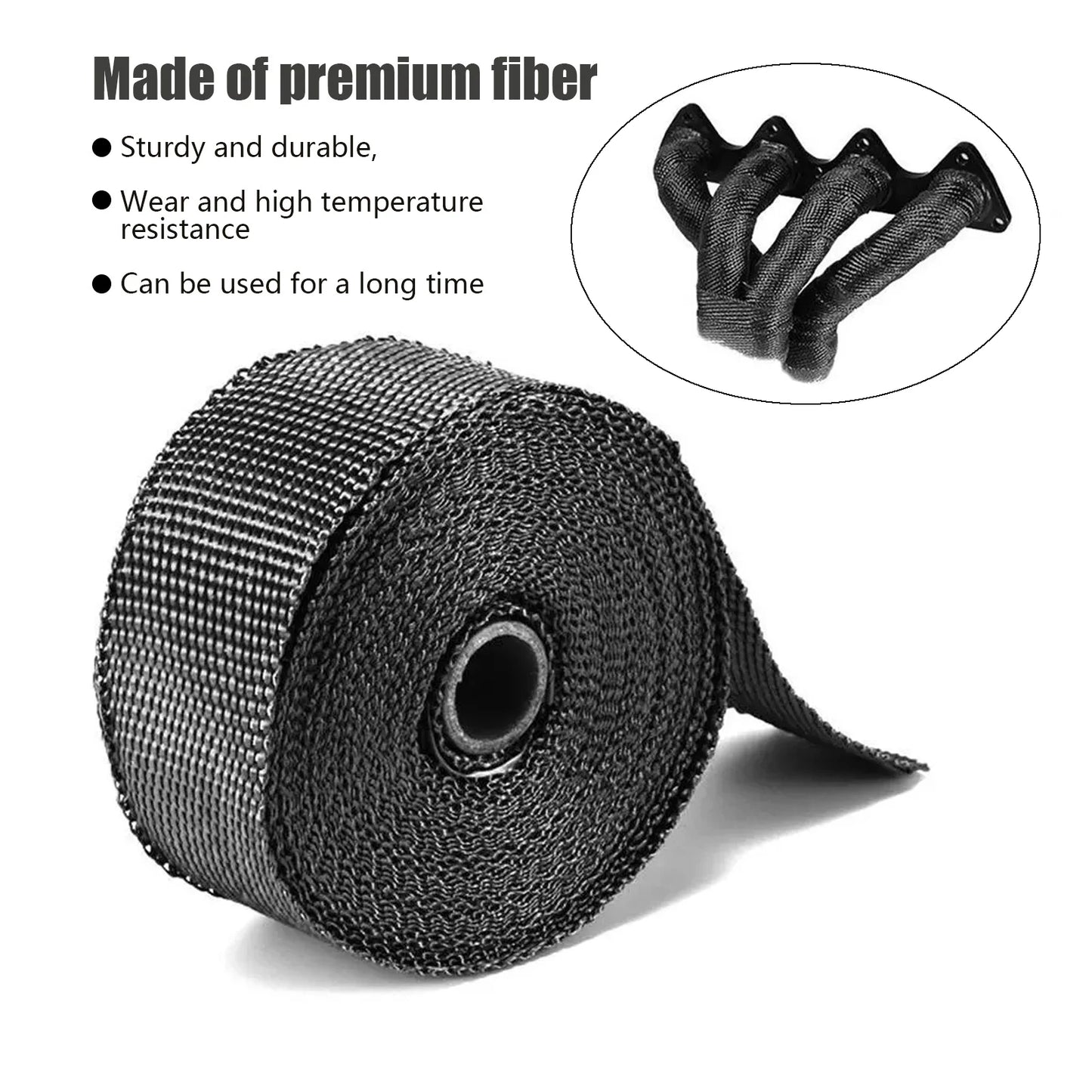 Motorcycle muffler Thermal Tape Exhaust Header Heat Wrap Manifold Insulation Roll Resistant with Stainless Ties