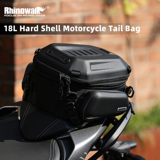 Rhinowalk Motorcycle Tail Bag 12-18L Expandable Bag Hardshell