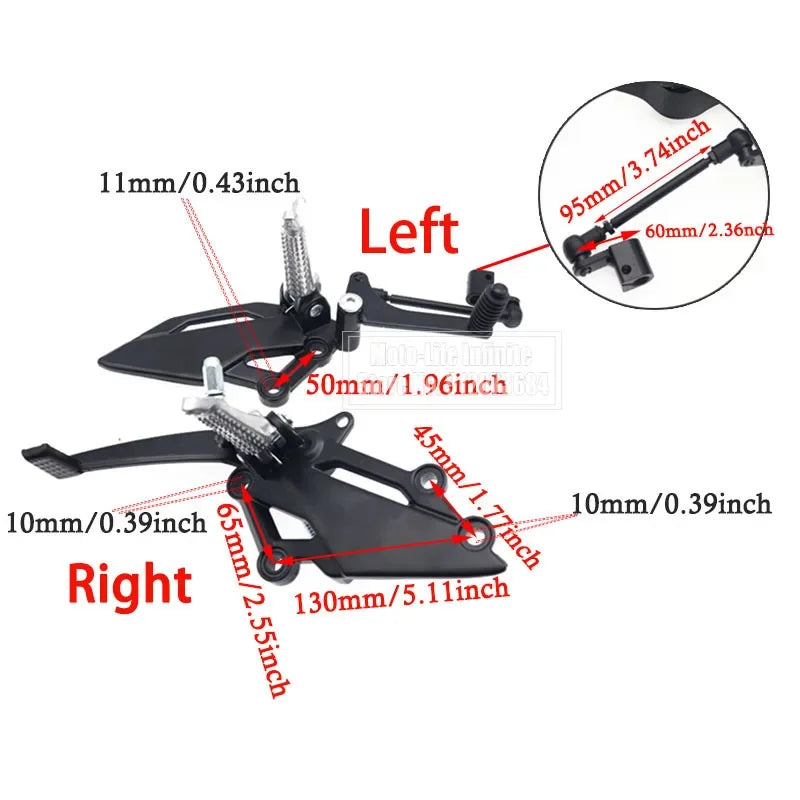 Rearset Assembly Pair Right and Left Complete For: Xpro X24 / Xpro Roadster 250 / Vitacci GTX 250 / Venom Superbike / Venom X22r Max / Boom Bd250 / Italica Krypto