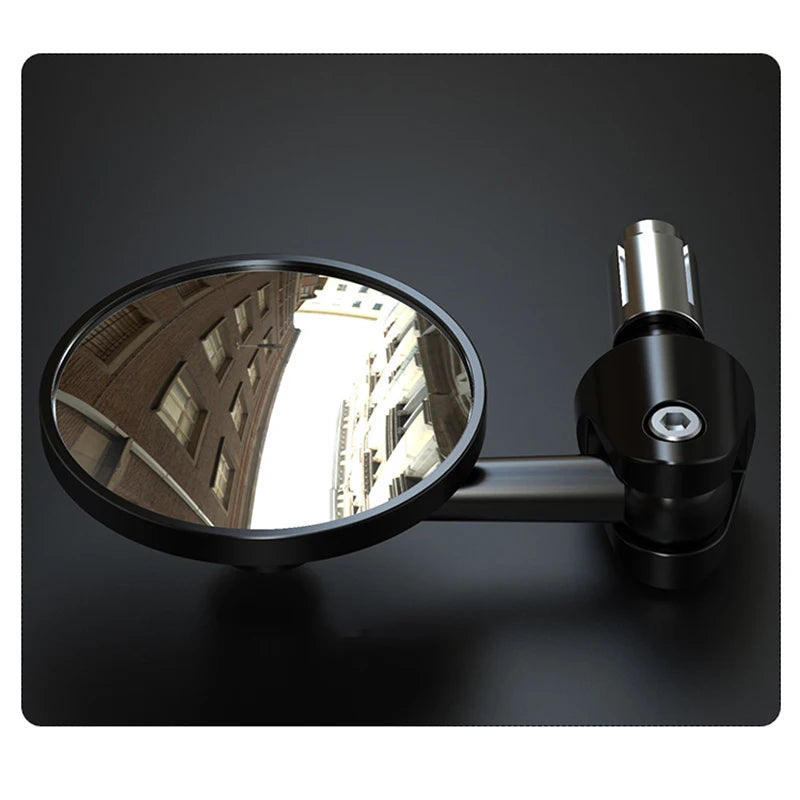 1 Pair Motorcycle Rear View Convex Mirrors Round 7/8 Inch Handle Bar End For : Universal