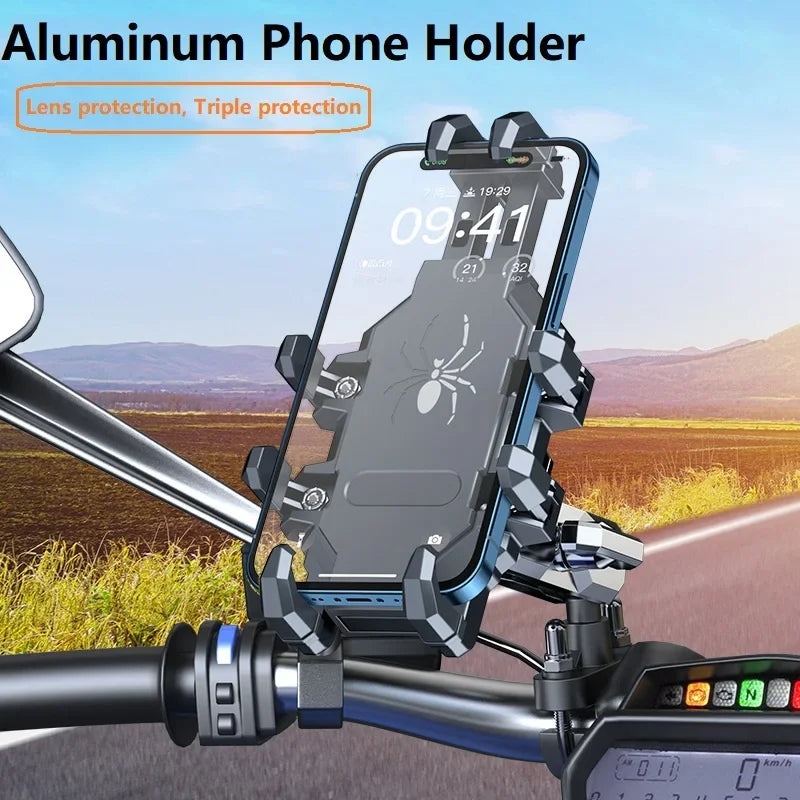 Aluminum Anti-Vibration Motorcycle Handlebar Phone Holder For 4.7''-7.2'' Phones