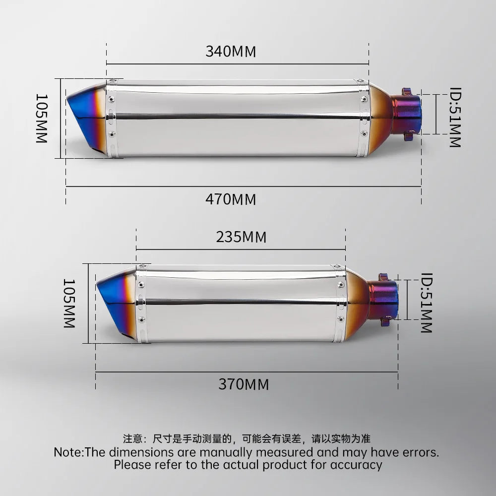 51mm Slip on Exhaust Muffler For: Xpro X24 / Xpro Roadster 250 / Vitacci GTX 250 / Venom Superbike / Venom X22r Max / Boom Bd250 / Italica Krypto