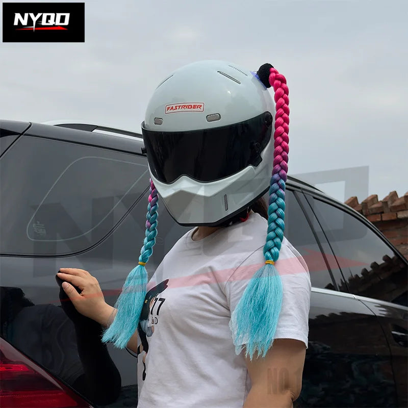 Helmet Pigtail Ponytail Bicycle Helmet Braids Hair Suction Cup