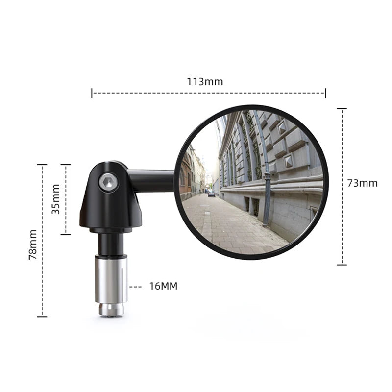 1 Pair Motorcycle Rear View Convex Mirrors Round 7/8 Inch Handle Bar End For : Universal