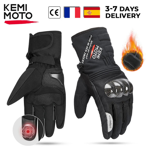 Motorcycle Gloves Winter Waterproof Touch Screen Motorbike Riding Gloves Carbon Fiber Protective