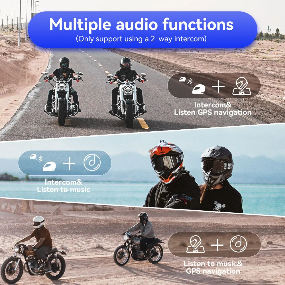 Lexin GTX Intercom Bluetooth For Motorcycle Helmet Headset Support Intercom& Listen to Music At One Time10 Riders 2000m