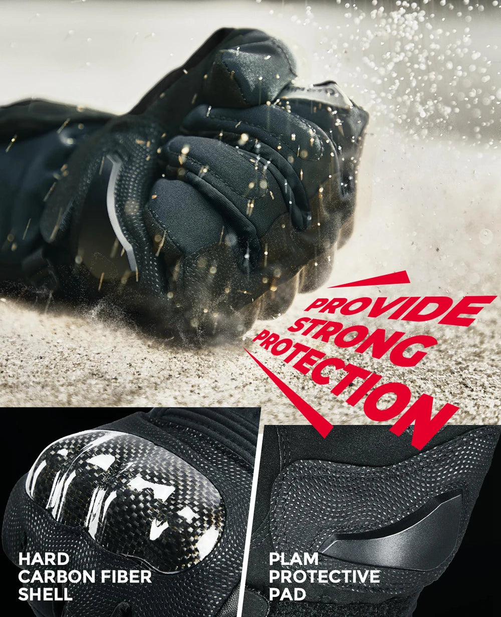 Motorcycle Gloves Winter Waterproof Touch Screen Motorbike Riding Gloves Carbon Fiber Protective