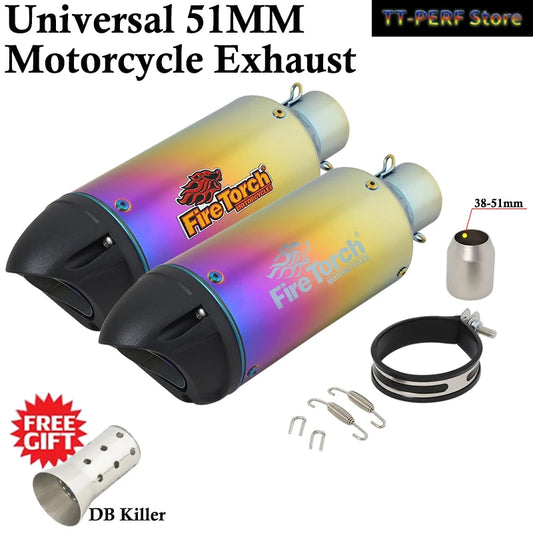 51mm Slip on Fire Torch Muffler   For: Xpro X24 / Xpro Roadster 250 / Vitacci GTX 250 / Vitacci Titan 250 / Vitacci XMT 250 / Venom Superbike / Venom X22r Max / Boom Bd250 / Italica Krypto