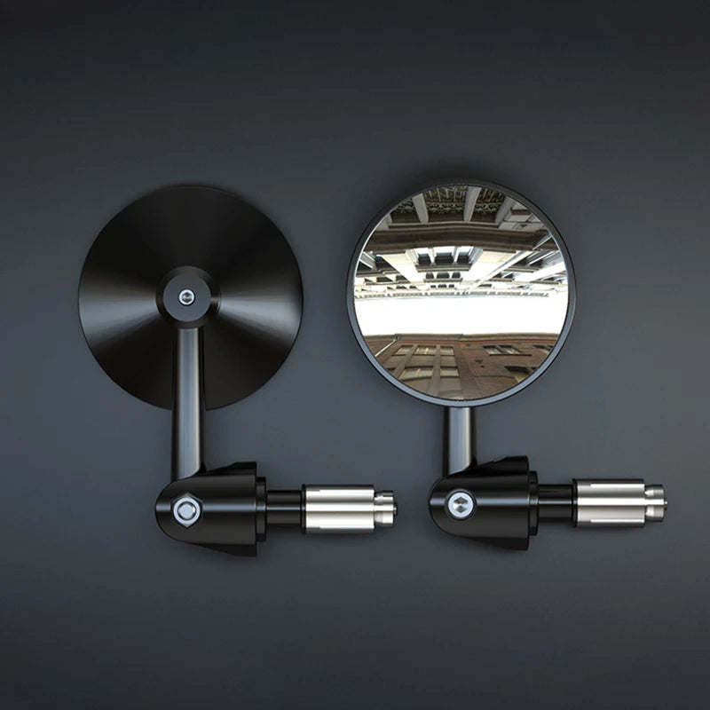 1 Pair Motorcycle Rear View Convex Mirrors Round 7/8 Inch Handle Bar End For : Universal