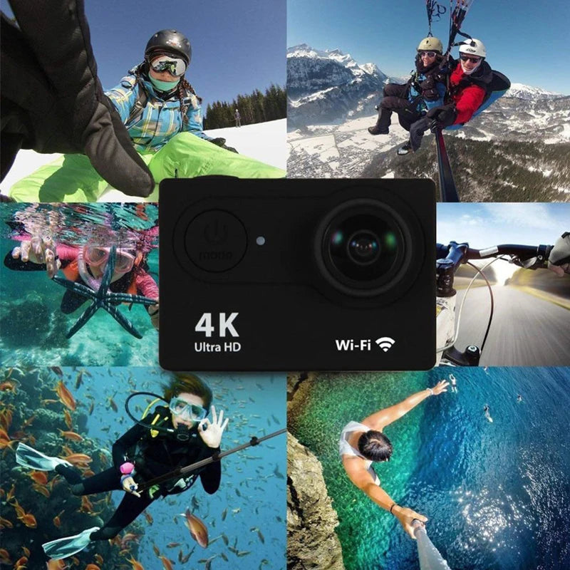 Mini Action Camera Ultra HD 4K / 60fps WiFi 2.0" 170D Waterproof Cam Helmet Video Recording