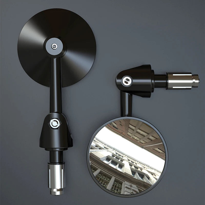 1 Pair Motorcycle Rear View Convex Mirrors Round 7/8 Inch Handle Bar End For : Universal